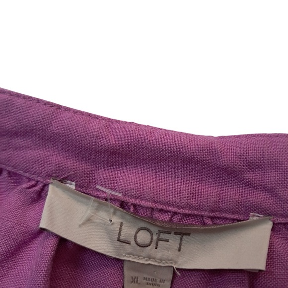 LOFT Dress Women's XL Mini Cutout Linen‎ Blend Pocket Purple Relaxed Fit - Picture 3 of 9